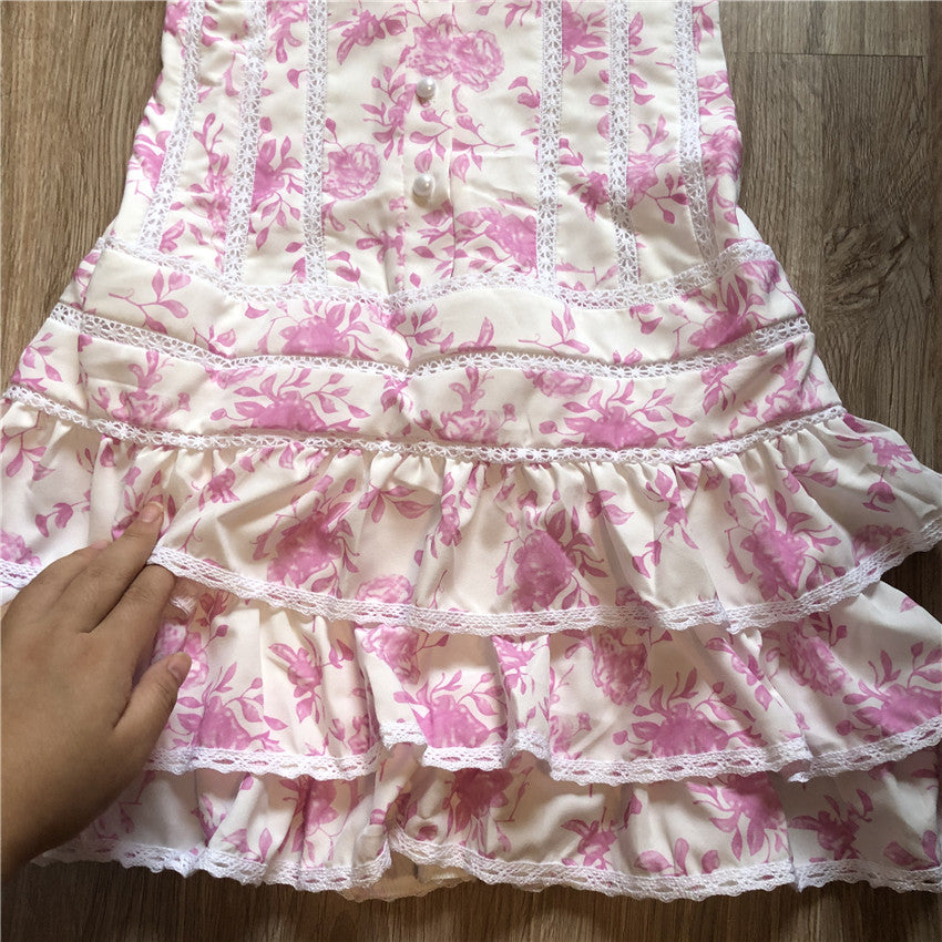 Short Sleeve Ruffle Pink Mini Dress