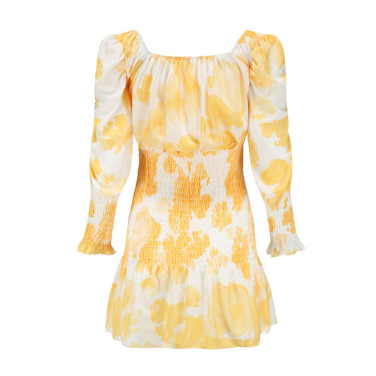 Women Yellow Violet Mini Dress