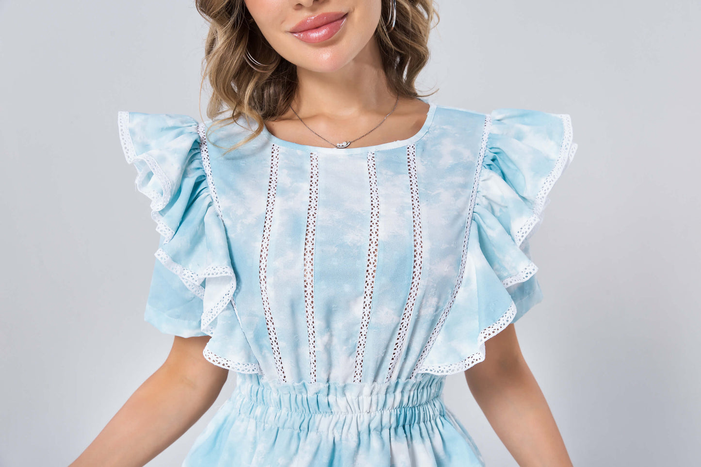 Short Sleeve Natasha Mini Dress Women Ruffled A-line Dress